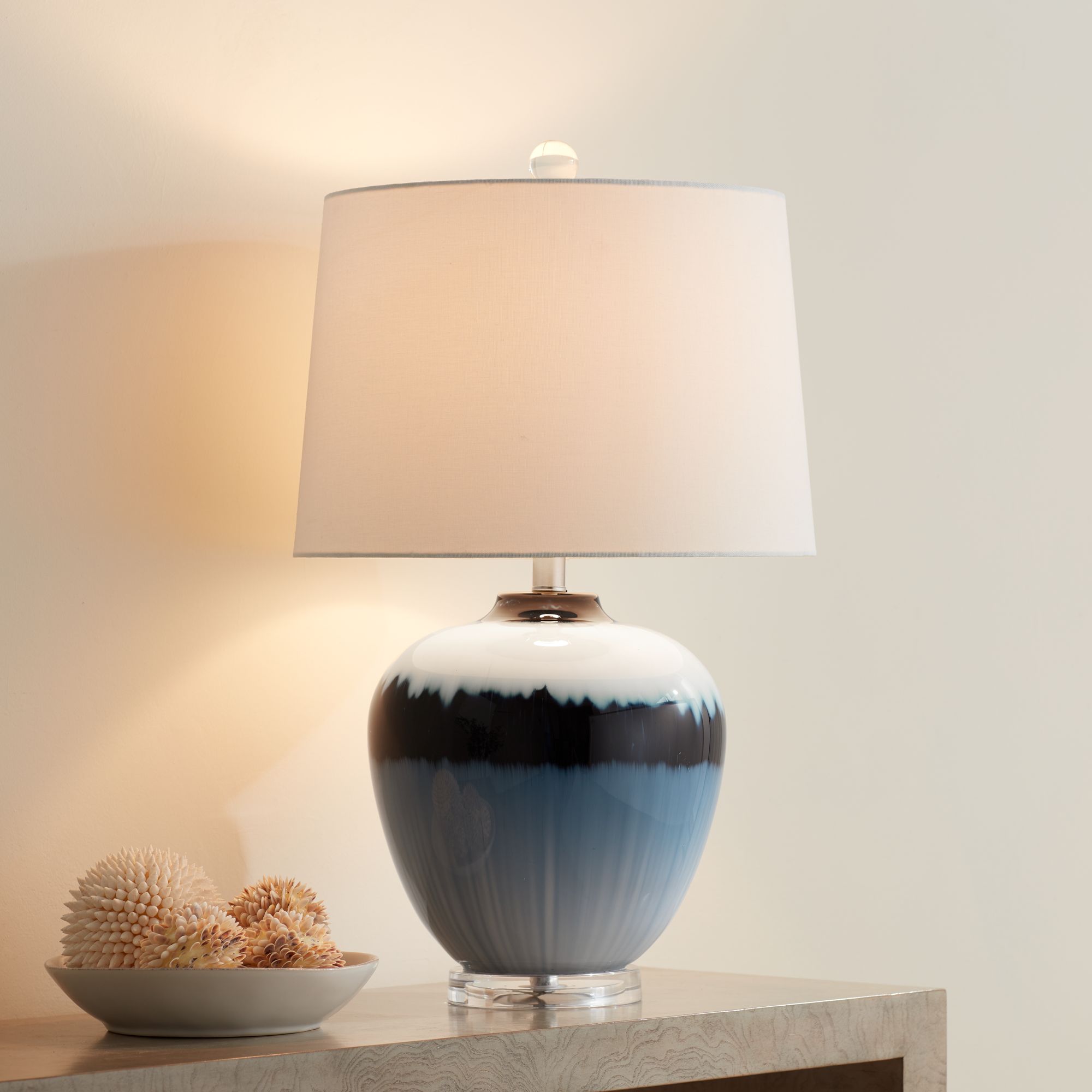 Image 1 Hulda 26" High Blue Art Glass Table Lamp in scene
