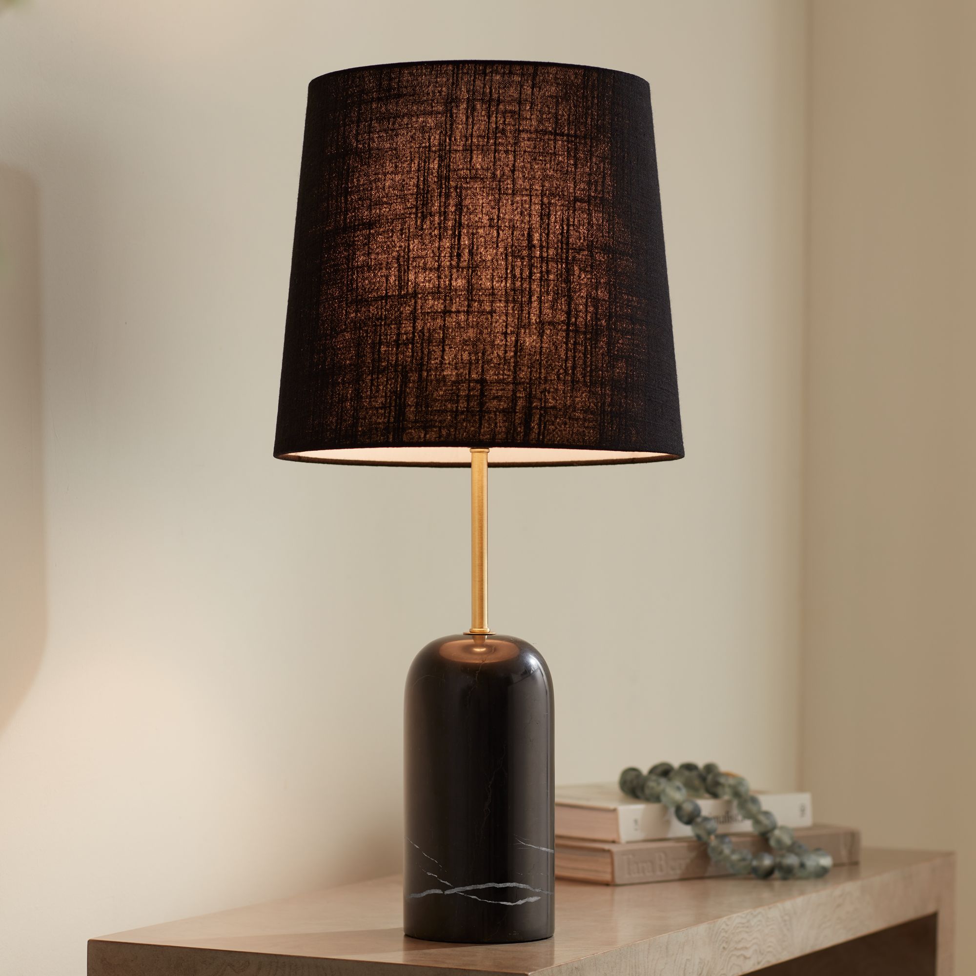 Image 1 Daleti 25" High Black Marble Table Lamp in scene
