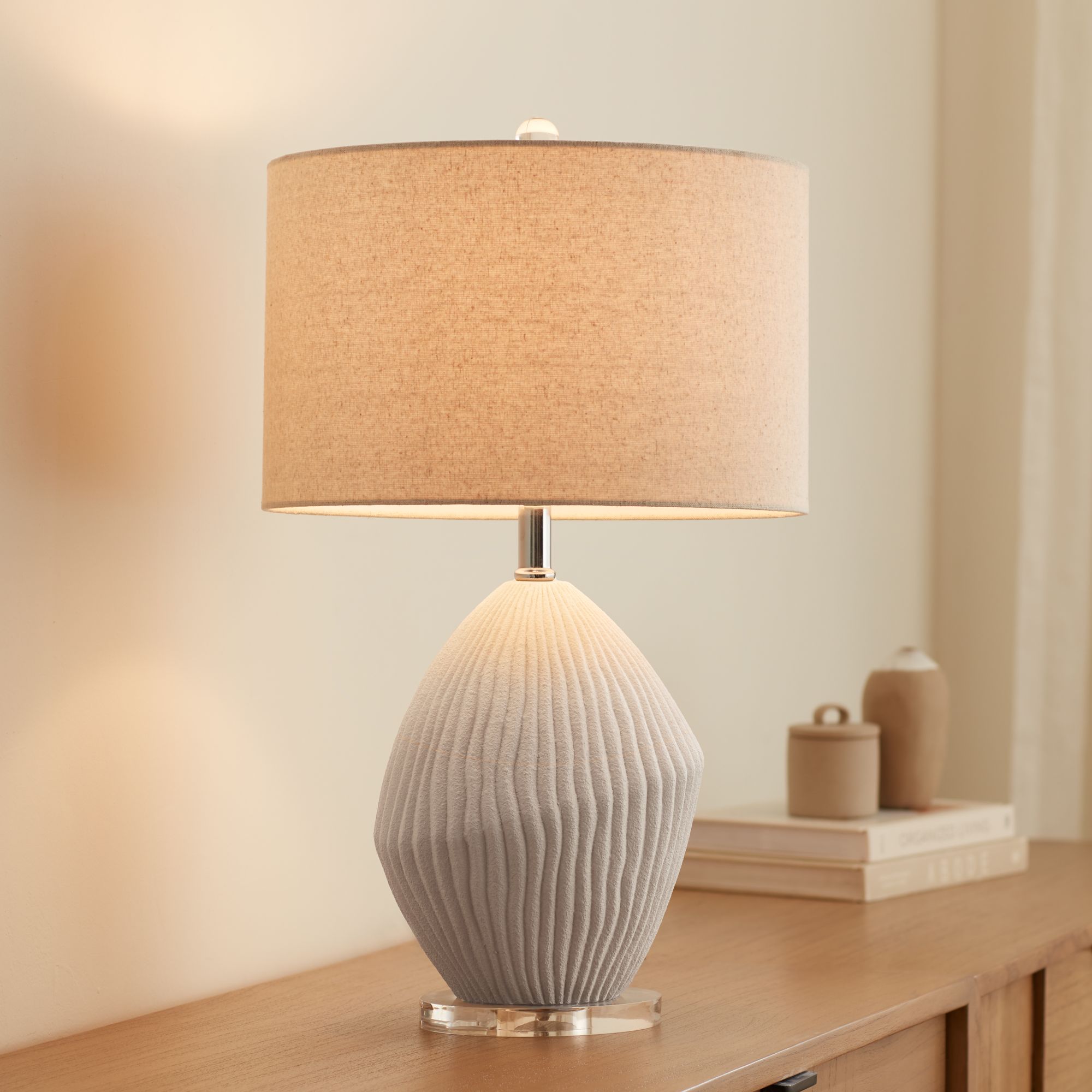 Image 1 Lara 23" High Sand White Modern Coastal Table Lamp in scene