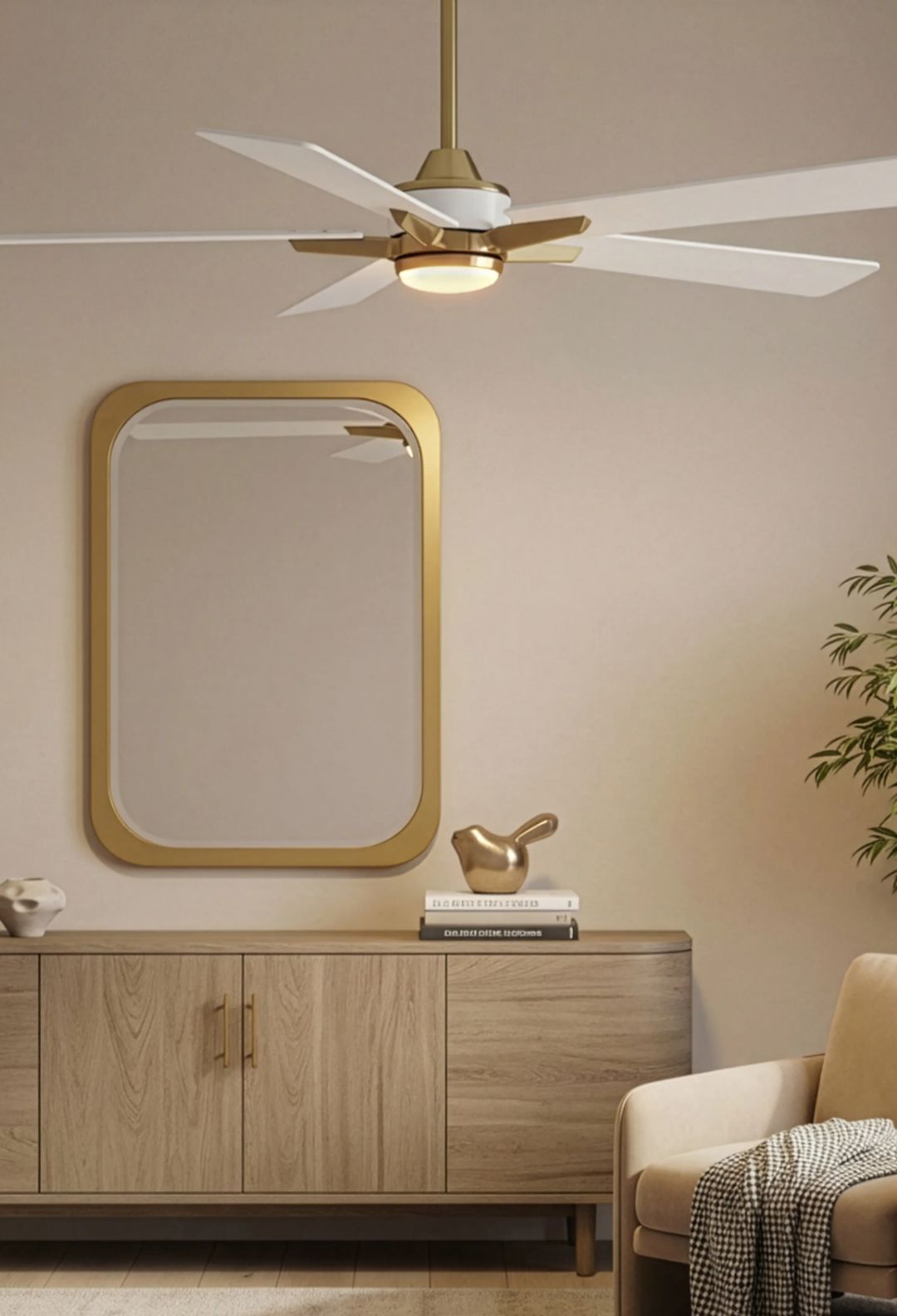 Image 1 52" Casa Vieja Vegas Nights Soft Brass White LED Remote Ceiling Fan in scene