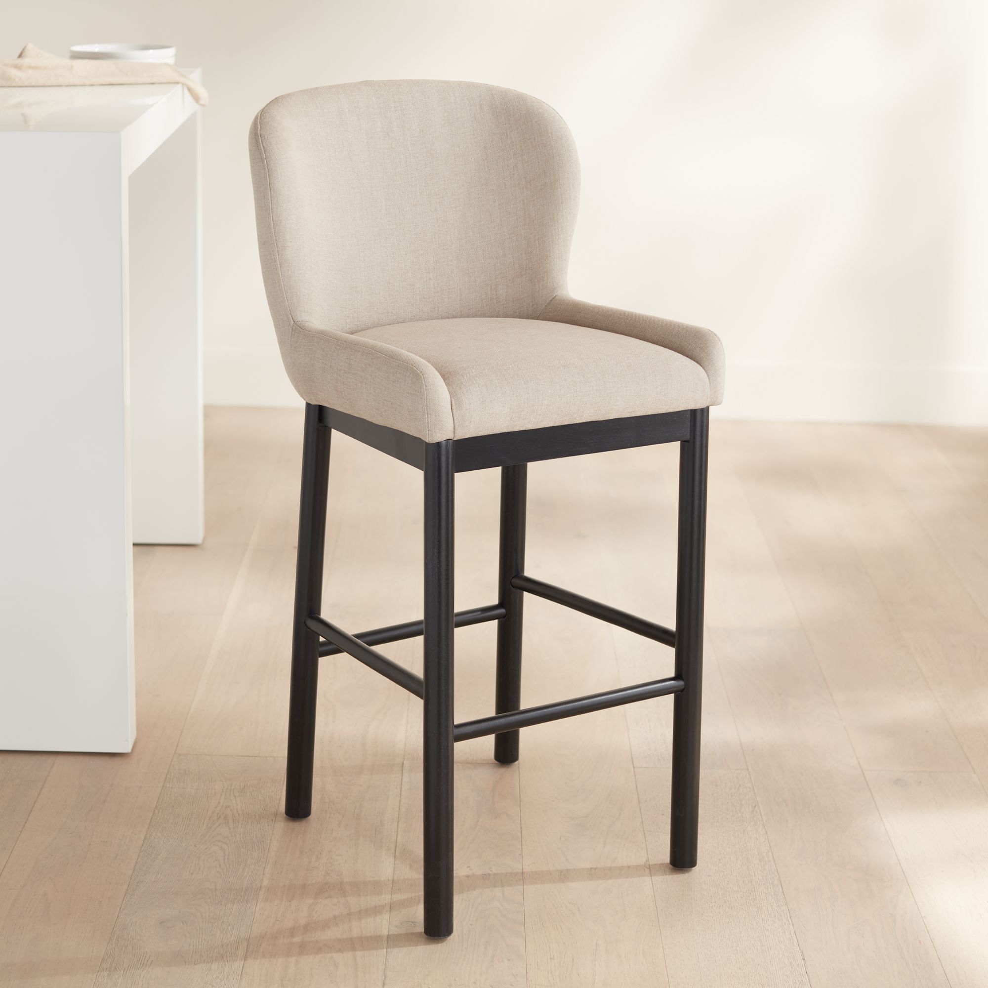 Image 1 Possini Euro Gia 31" High Valdese Oatmeal and Black Barstool in scene