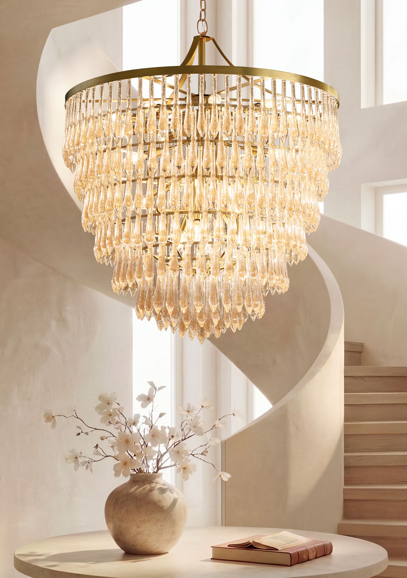 Image 1 Possini Euro Leonardo 31 1/2"W Gold Crystal Tiered 19-Light Chandelier in scene