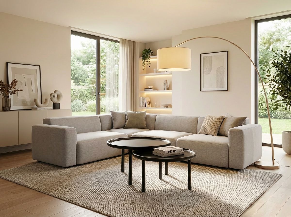 Sonia Matte Black Round Nesting Coffee Tables Set of 2 in scene