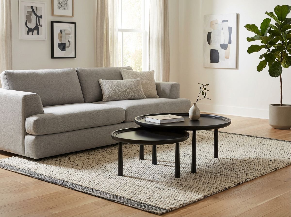 Sonia Matte Black Round Nesting Coffee Tables Set of 2 in scene