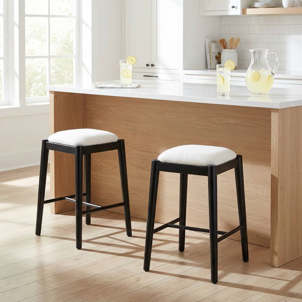 Thumbnail1 of Possini Euro Cleo 25 1/2" High Black and White Backless Counter Stool in scene