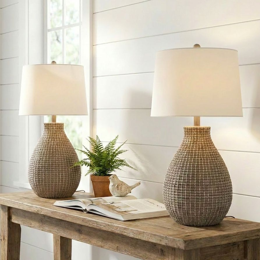 Image 1 Adelyn 28" High Natural Beige Gourd Table Lamp Set of 2 in scene