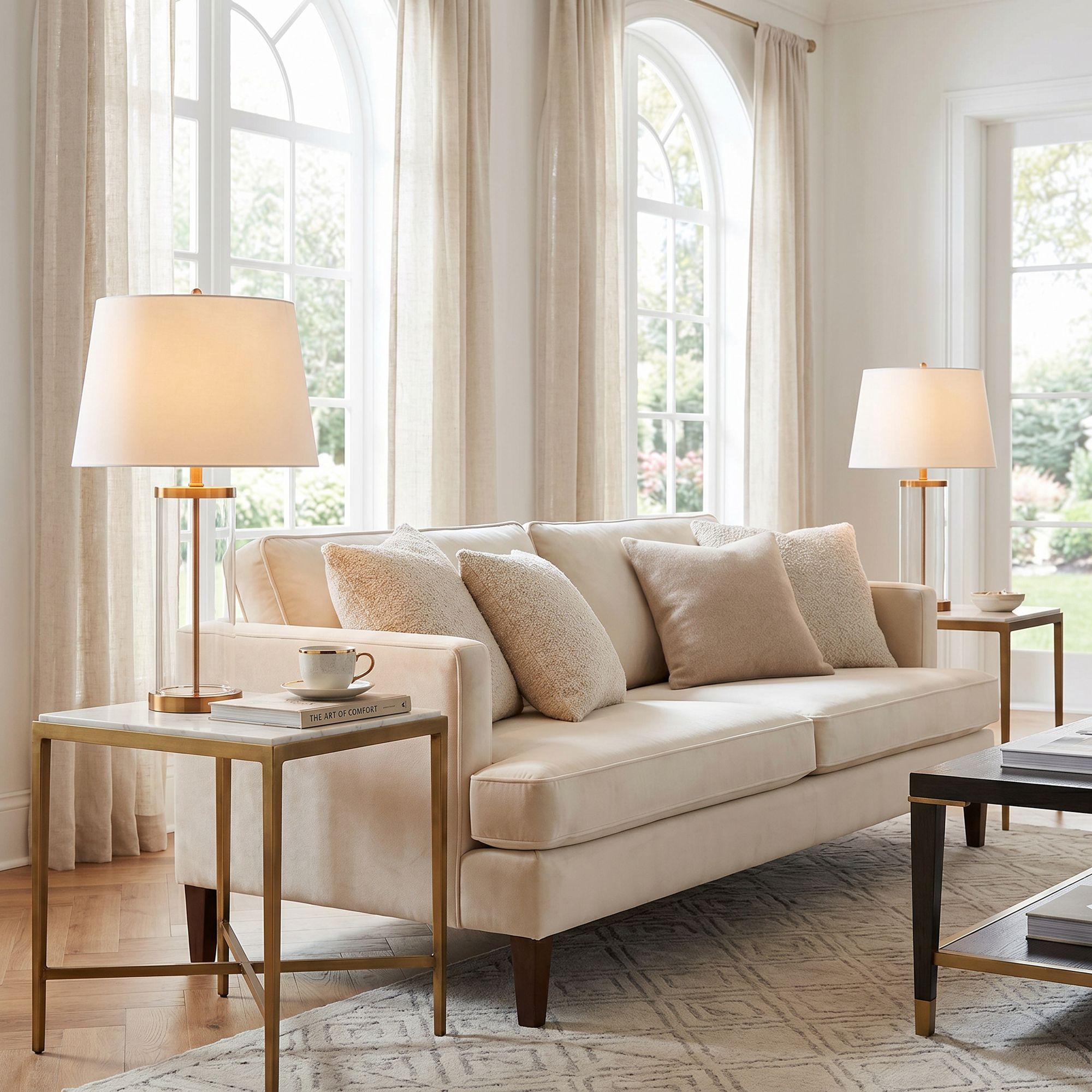 360 Lighting 26" Gold and Glass Cylinder Modern Fillable Table Lamp in scene