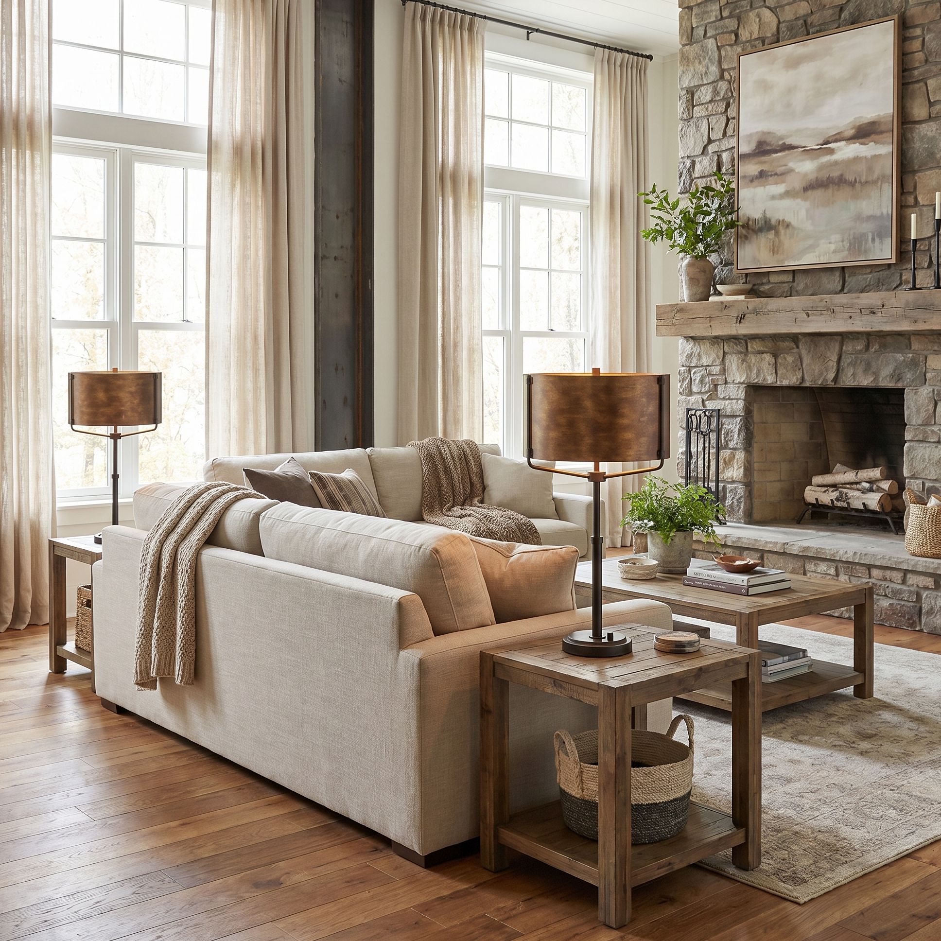 Image 1 Possini Euro Julian 28" High Rustic Bronze Metal 2-Light Table Lamp in scene