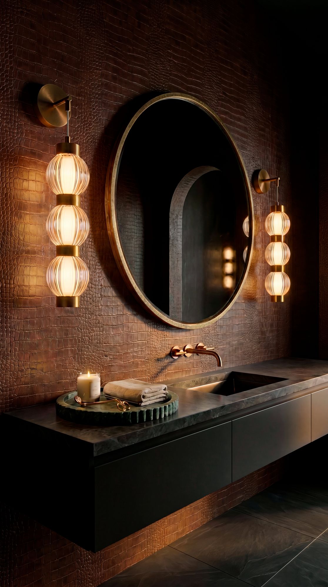 Uttermost Mayfair Bronzed Gold 34" Round Wall Mirror in scene