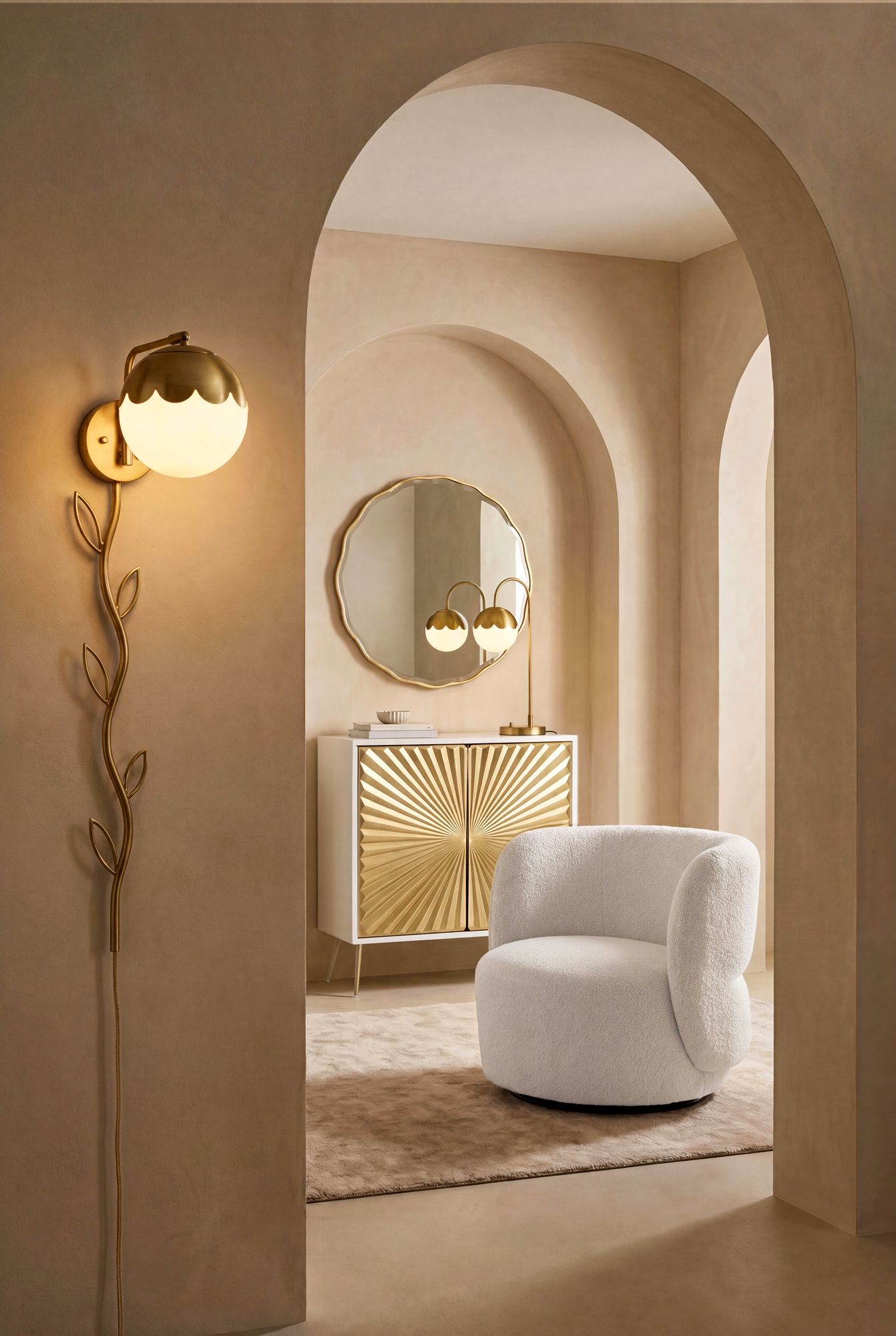Starburst 32" Wide White and Gold 2-Door Cabinet in scene