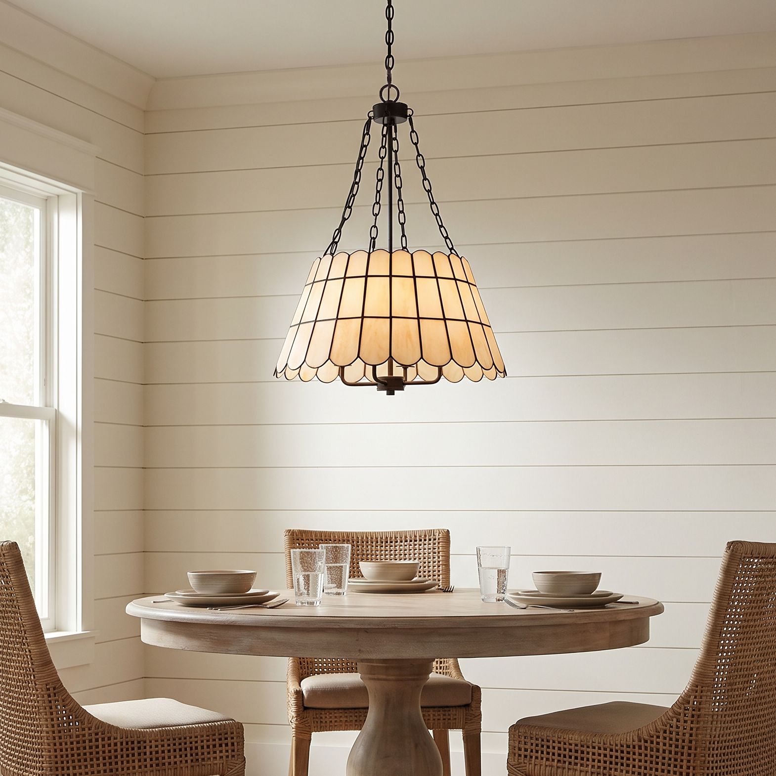 Image 1 Kapis 22 1/2" Wide Black Tiffany-Style Art Glass 4-Light Chandelier in scene