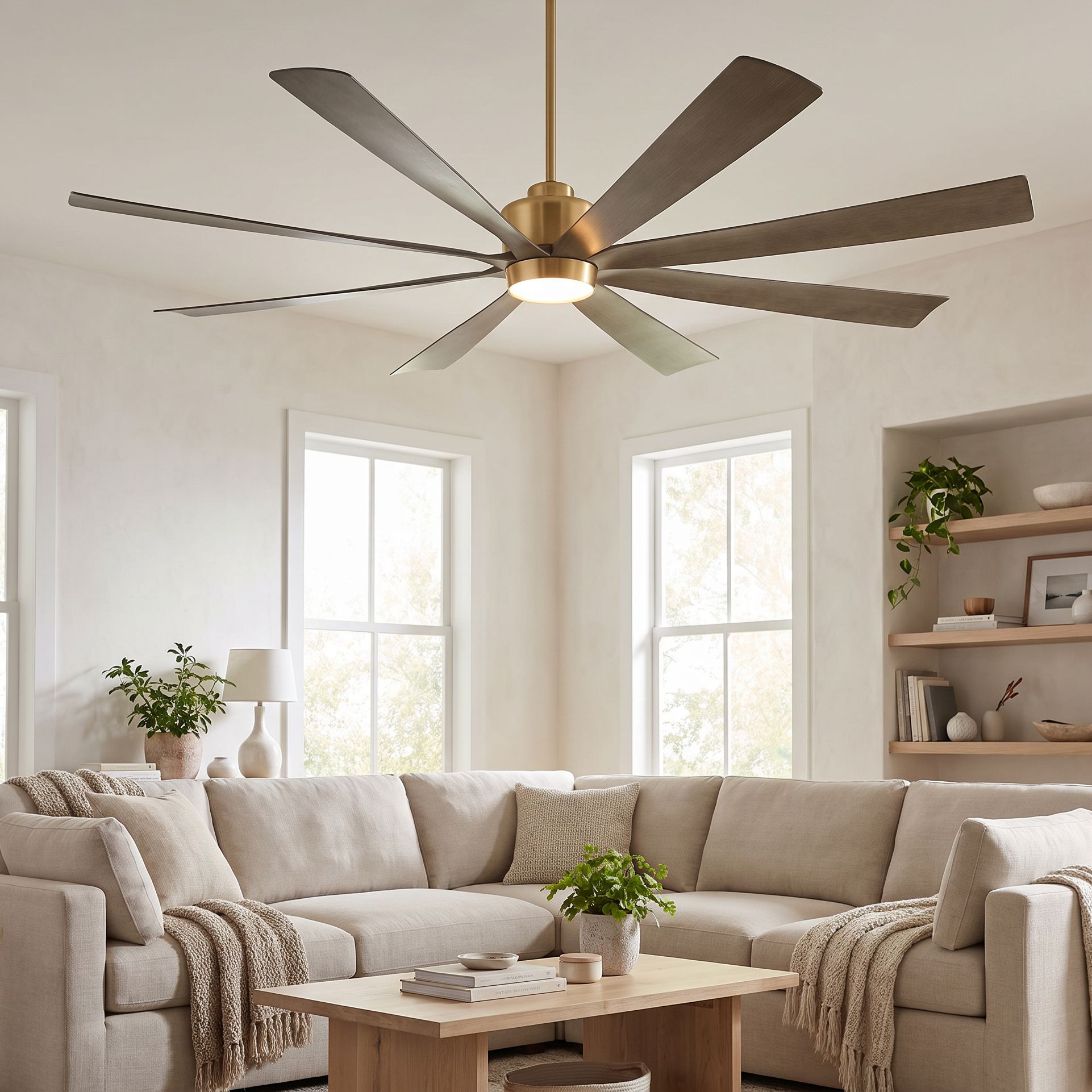 Watch A Video About the Casa Grande Soft Brass and Lightwood LED Large Ceiling Fan