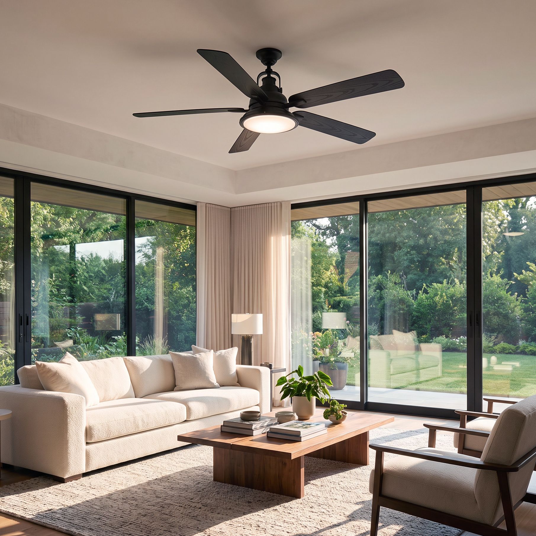 Image 1 60" Casa Vieja Wind and Sea Black LED Wet Rated Ceiling Fan in scene
