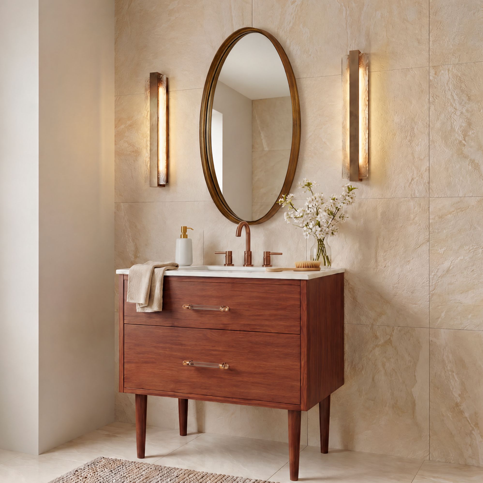 Image 1 Uttermost Kasmir 22x32 Transitional Bath Living Room Gold Oval Wall Mirror in scene