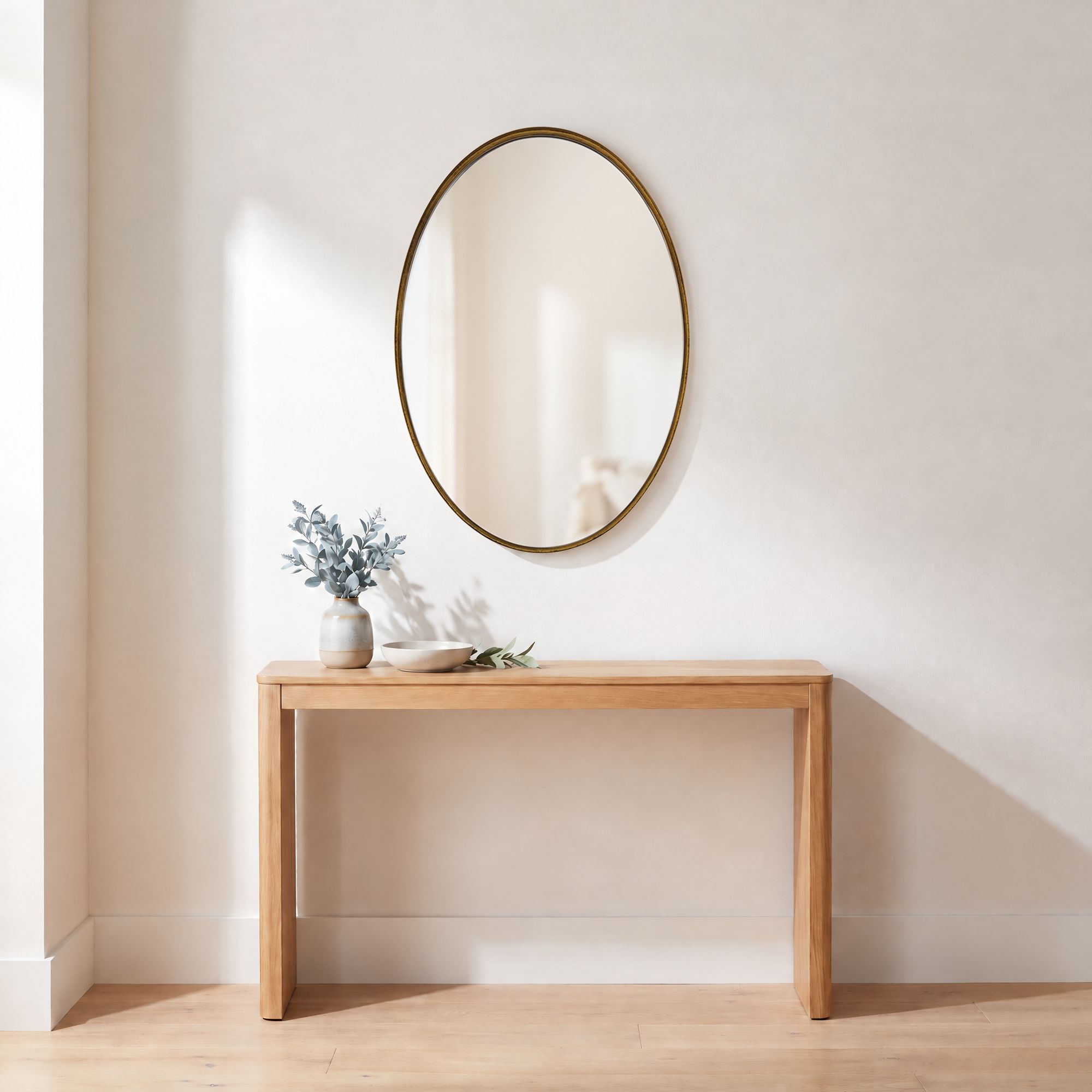 Uttermost Kasmir 22x32 Transitional Bath Living Room Gold Oval Wall Mirror in scene