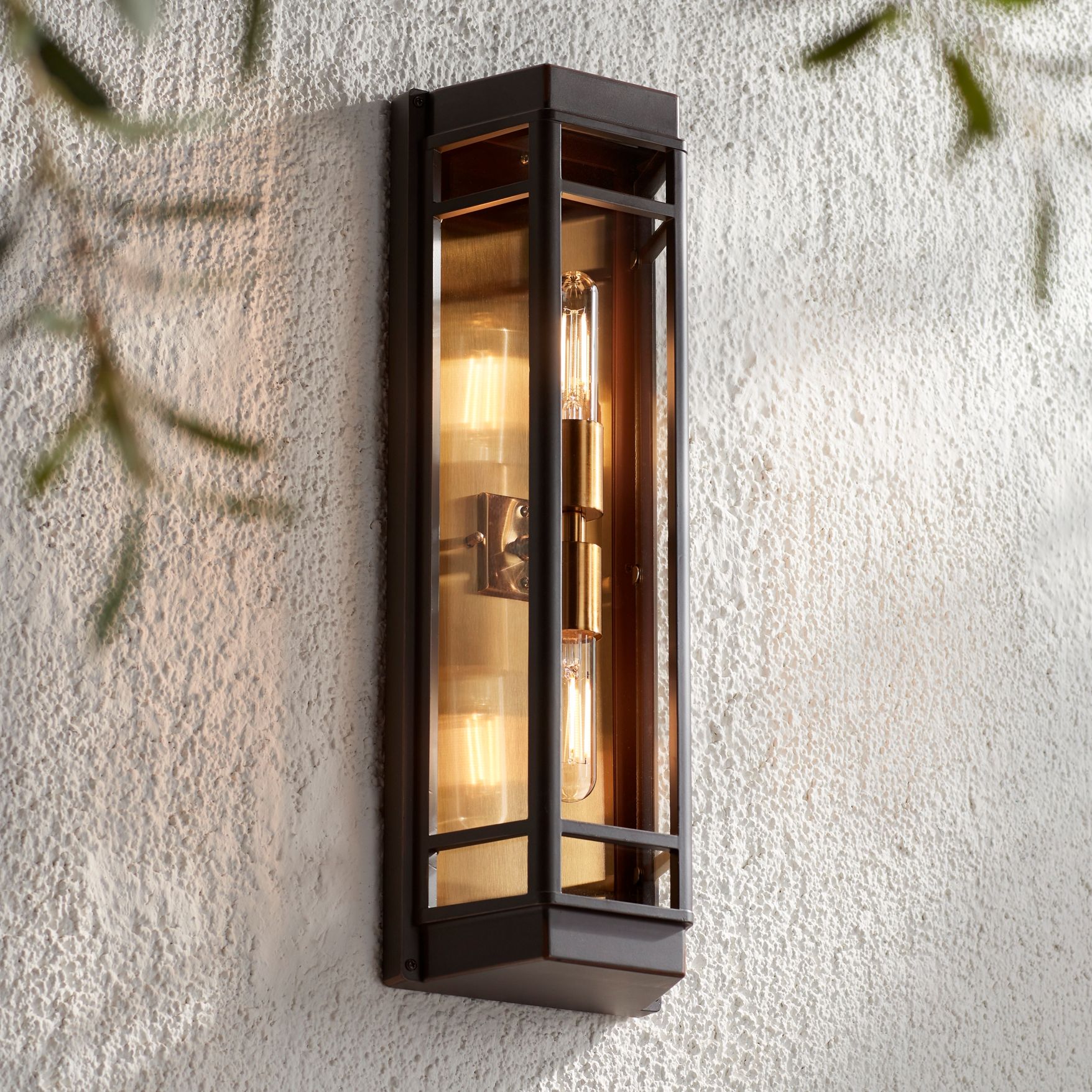 Thumbnail1 of Catie 21" High Sand Bronze and Brass 2-Light Outdoor Wall Light in scene