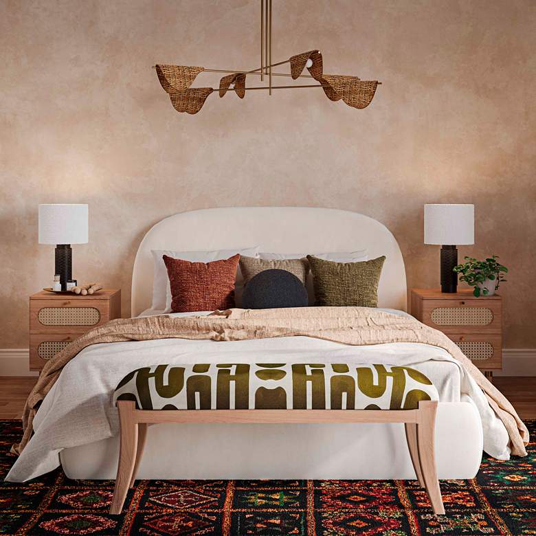 Image 1 TOV Arielle 48" Wide Olive and White Modern Rectangular Bench in scene
