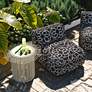 1_TOV Chiara 27" Wide Black and White Fabric Outdoor Accent Pouf in scene