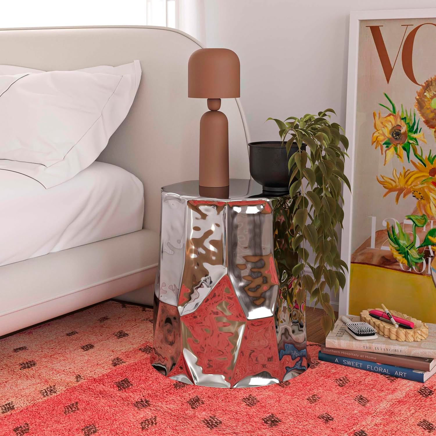 Image 1 TOV Forma 15 1/4" Wide Modern Polished Chrome Side Table in scene