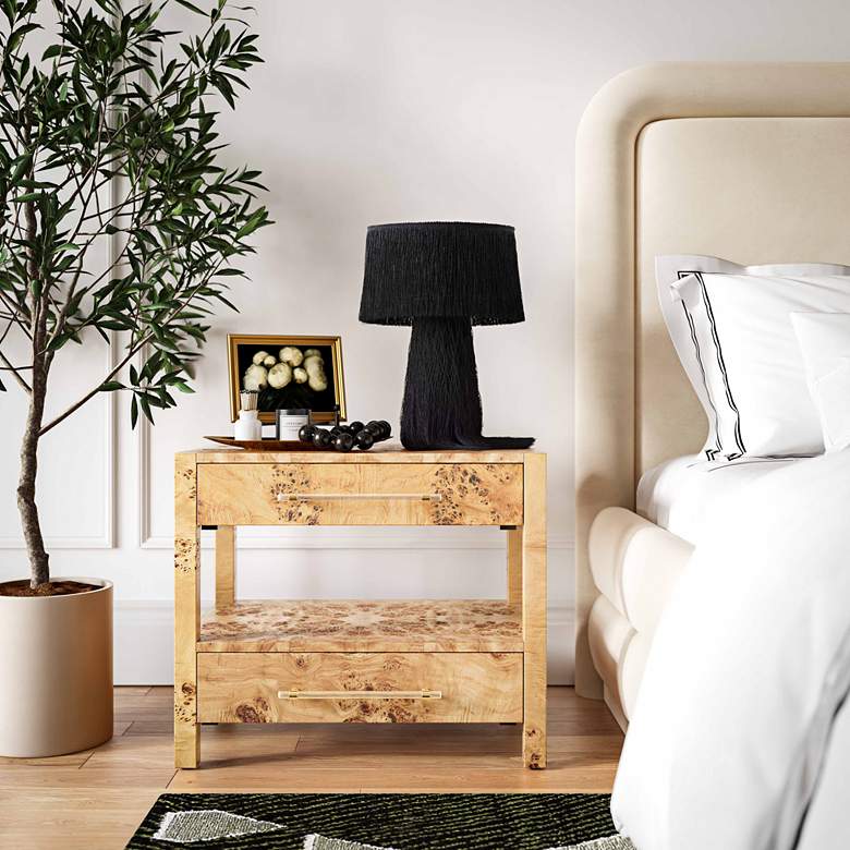 Image 1 TOV Brandyss 26" Wide Natural Burl Wood 2-Drawer Nightstand in scene