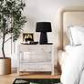 1_TOV Brandyss 26" Wide White Burl Wood 2-Drawer Nightstand in scene