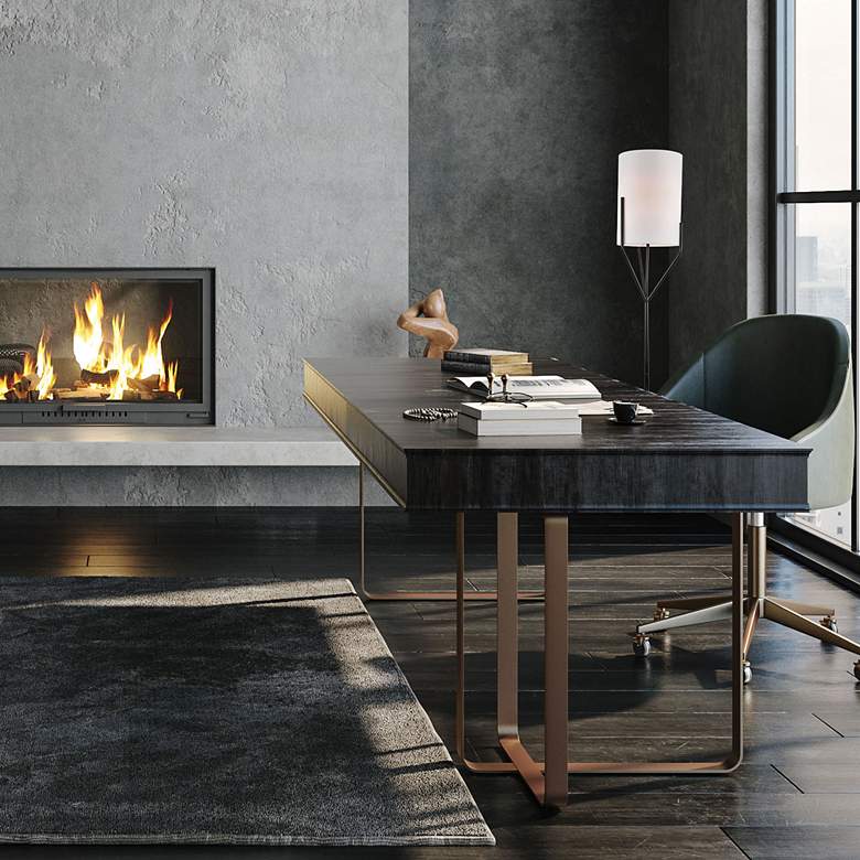 Image 1 Khloe Matte Black 3-Arm Floor Lamp in scene