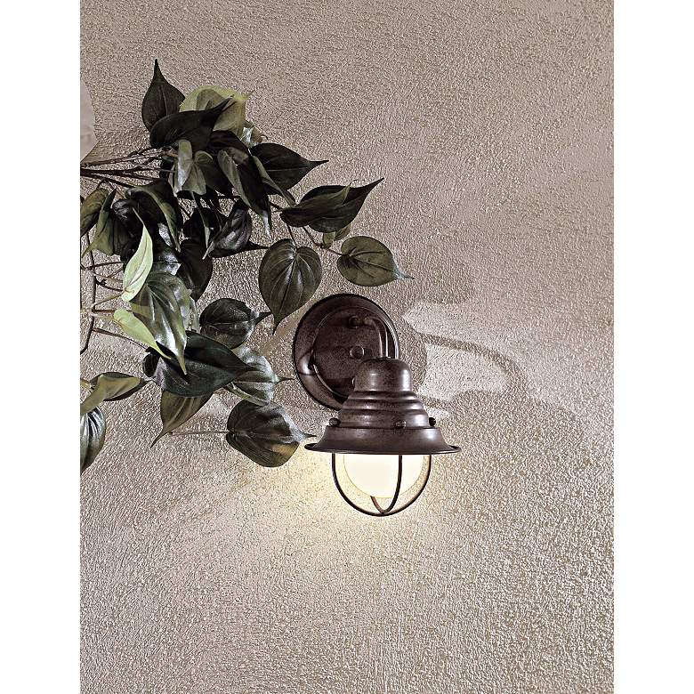 Image 1 Minka Wyndmere 9" High Industrial Bronze Outdoor Wall Light in scene