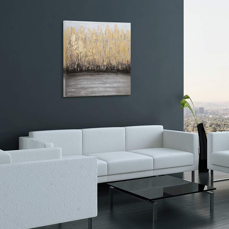 Image 1 Nature 36" Square Textured Metallic Canvas Wall Art in scene