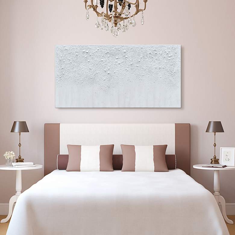 Image 1 White Snow A 48" Wide Textured Metallic Canvas Wall Art in scene