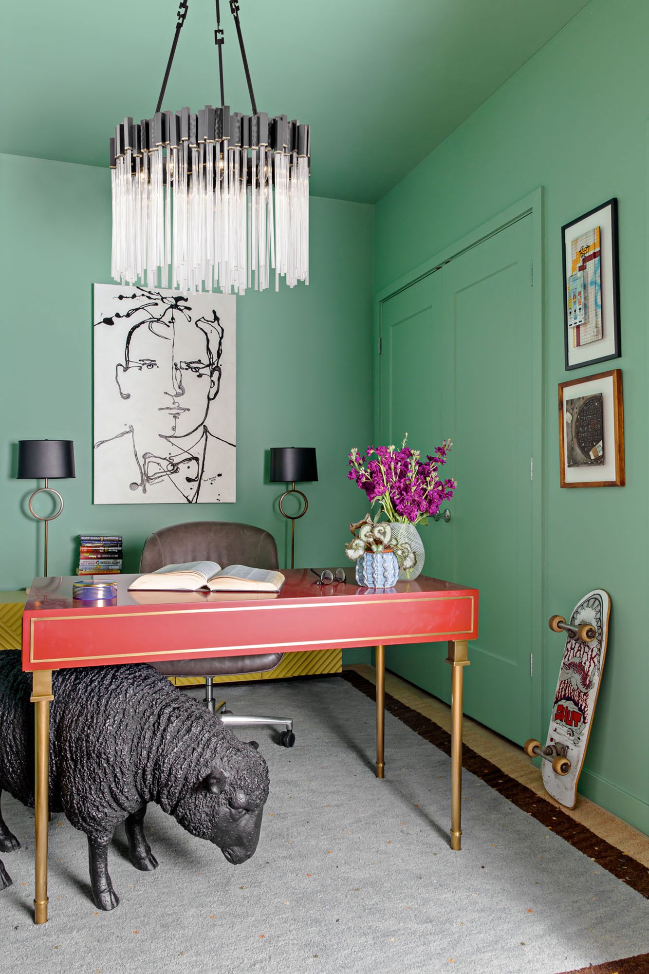 Image 1 Varaluz Matrix 25" Wide 9-Light Black and Gold Glass Pendant in scene