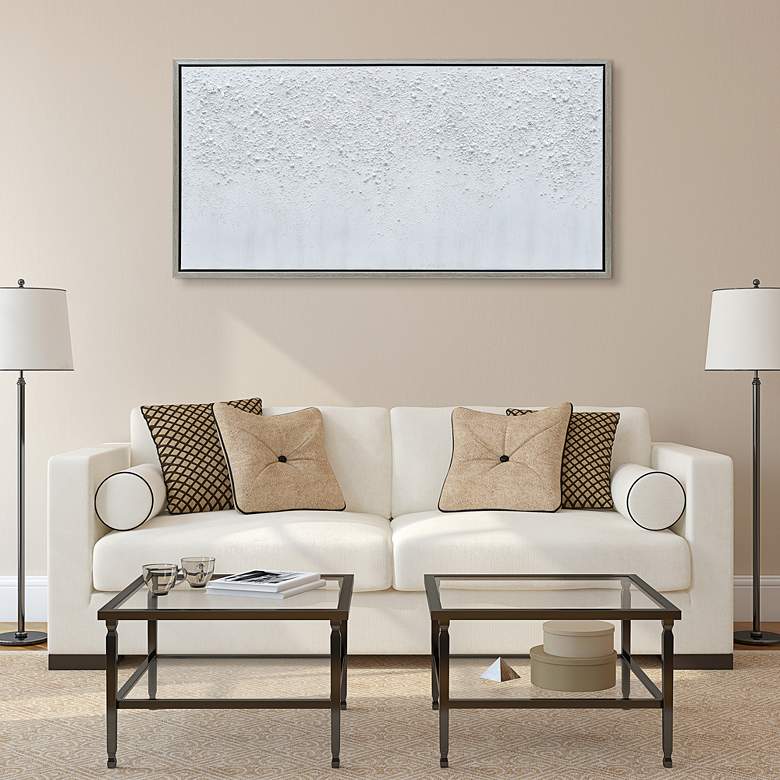 Image 1 White Snow B 48"W Textured Metallic Framed Canvas Wall Art in scene