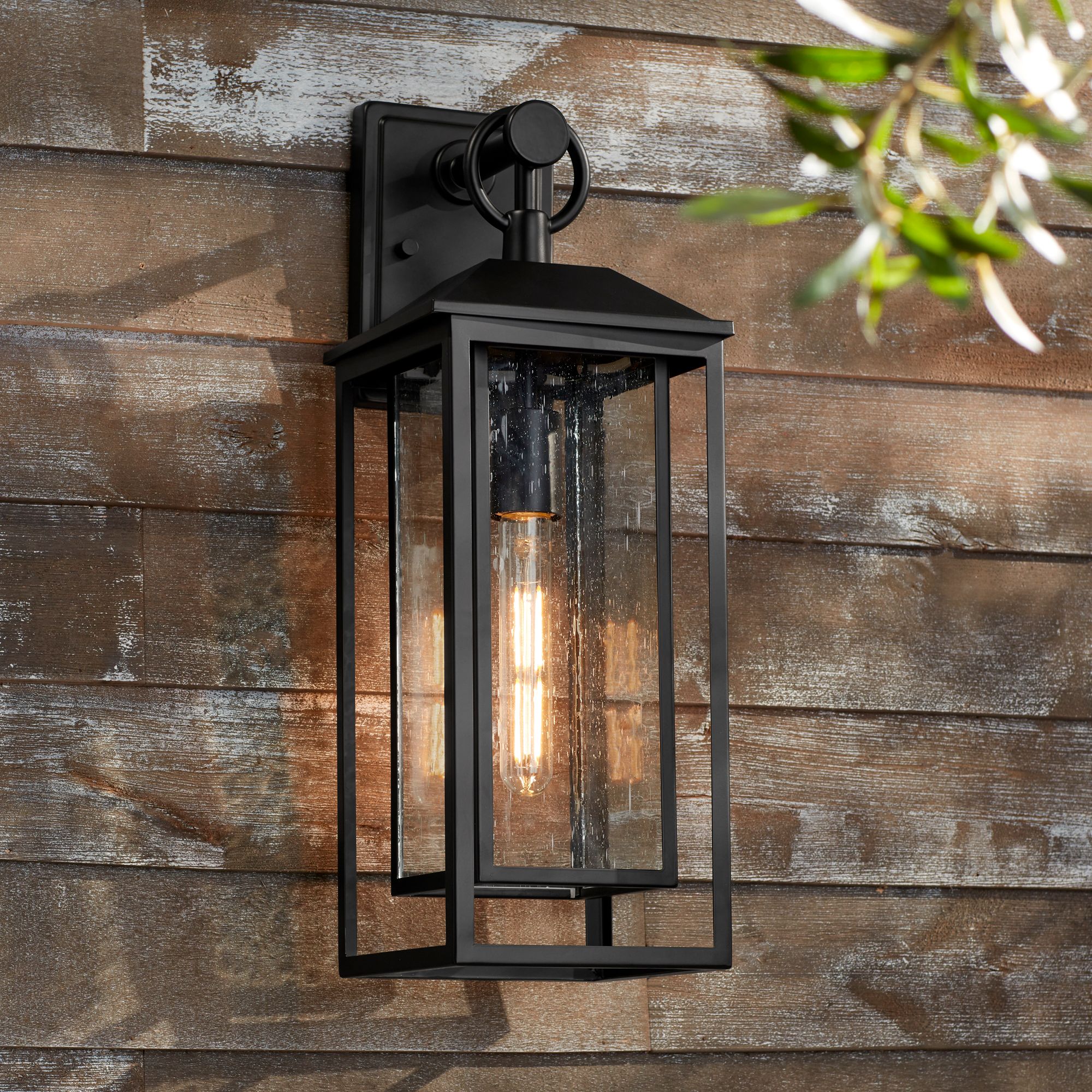 Black Clear Glass Outdoor Porch Light 20 Inch - #2689C | Lamps Plus