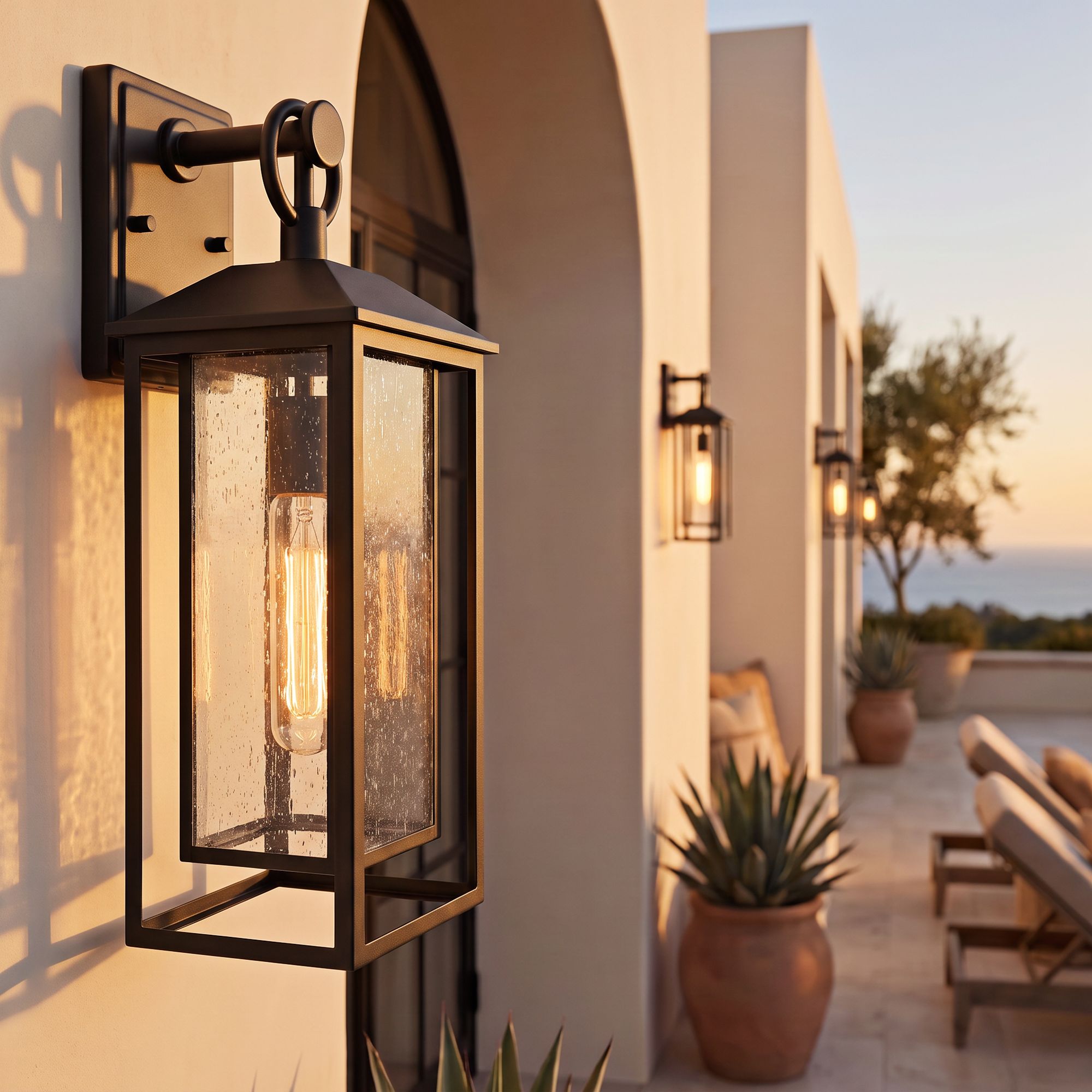Image 1 John Timberland Califa 20" High Black and Clear Glass Outdoor Light in scene
