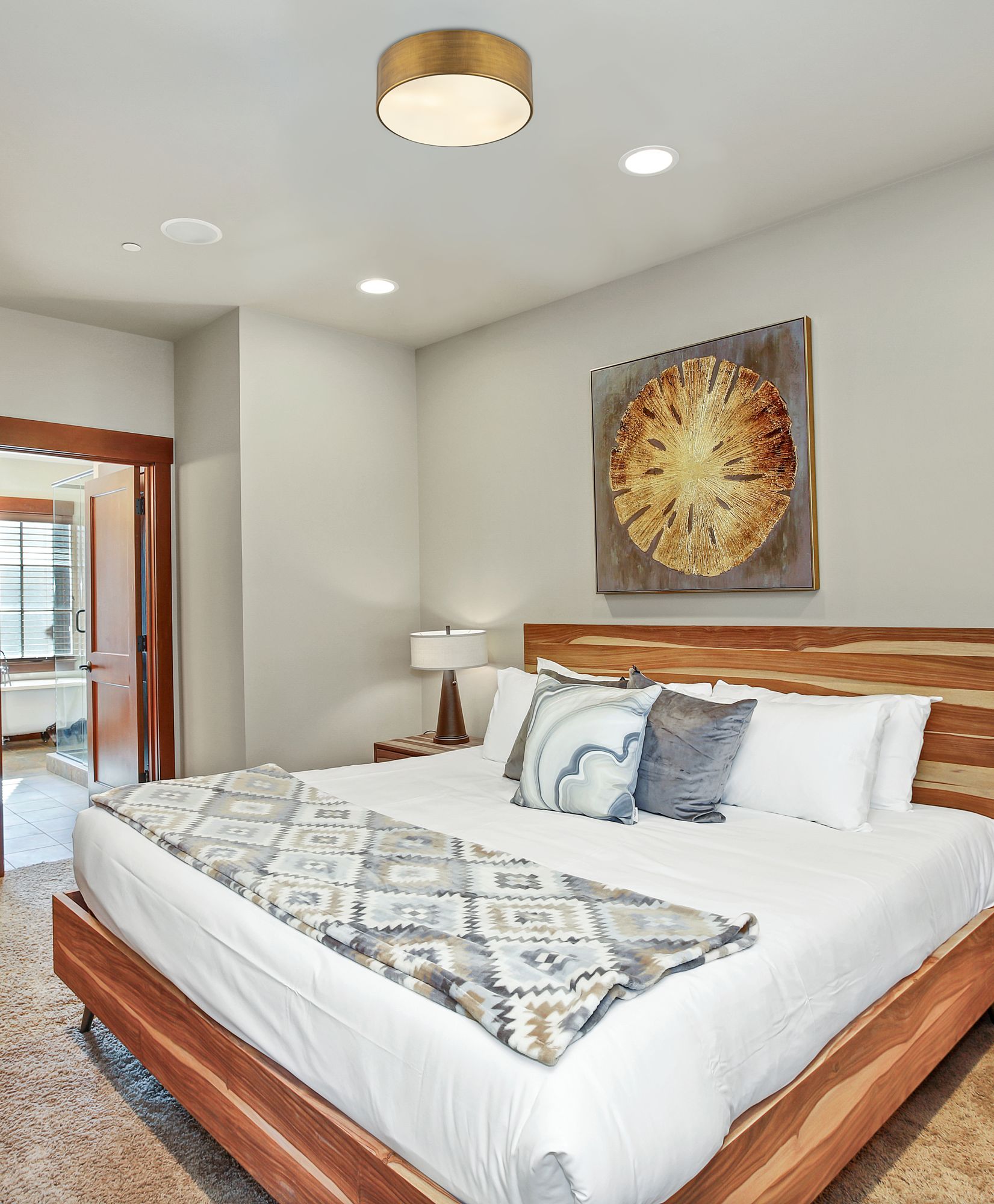 Z-Lite Harley 16" Wide Rubbed Brass Drum Ceiling Light in scene