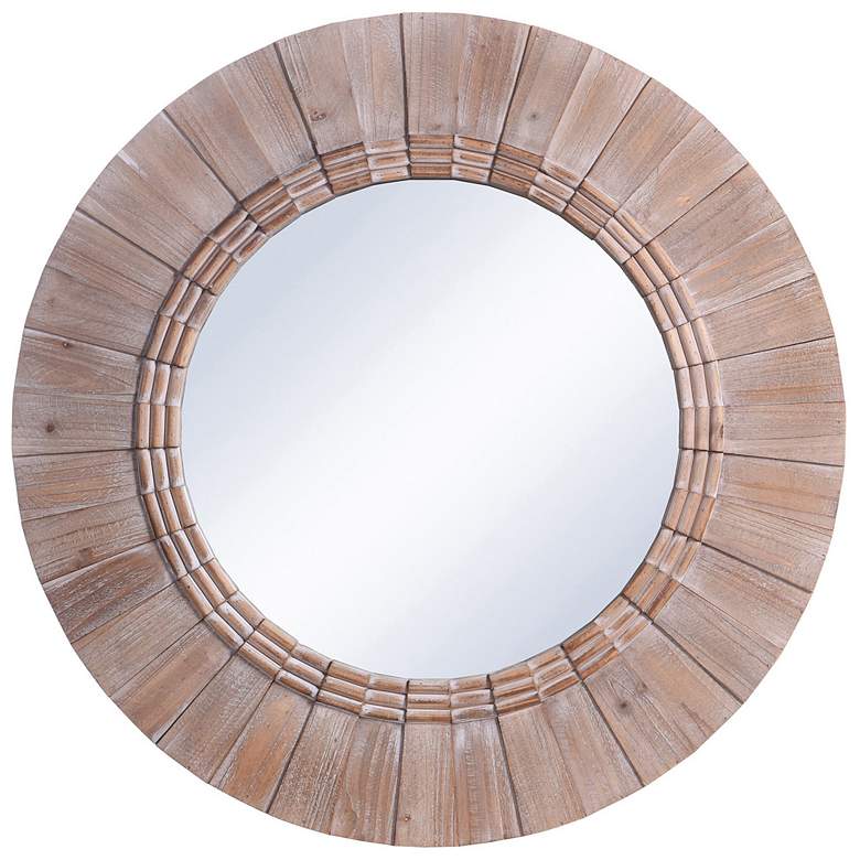 Image 1 27.5"H x 27.5"W Fluted And Distressed Framed Accent Wall Mirror