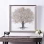 1_27.5"H x 27.5"W Gold Foliage Gray Wash Frame Shadow Box Wall Art