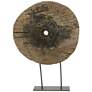 27.6" Brown Decorative Cart Wheel On Stand