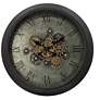 27.8" Antique Silver and Black Gear Wall Clock w/ Roman Numerals
