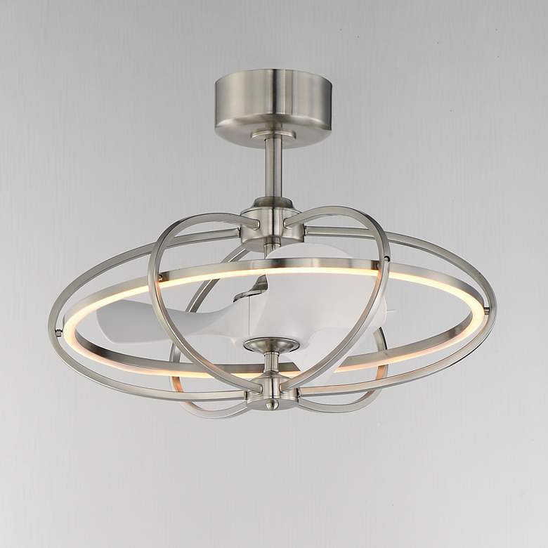 Image 3 27 1/2" Maxim Corona Satin Nickel WiFi-enabled LED Fandelight more views