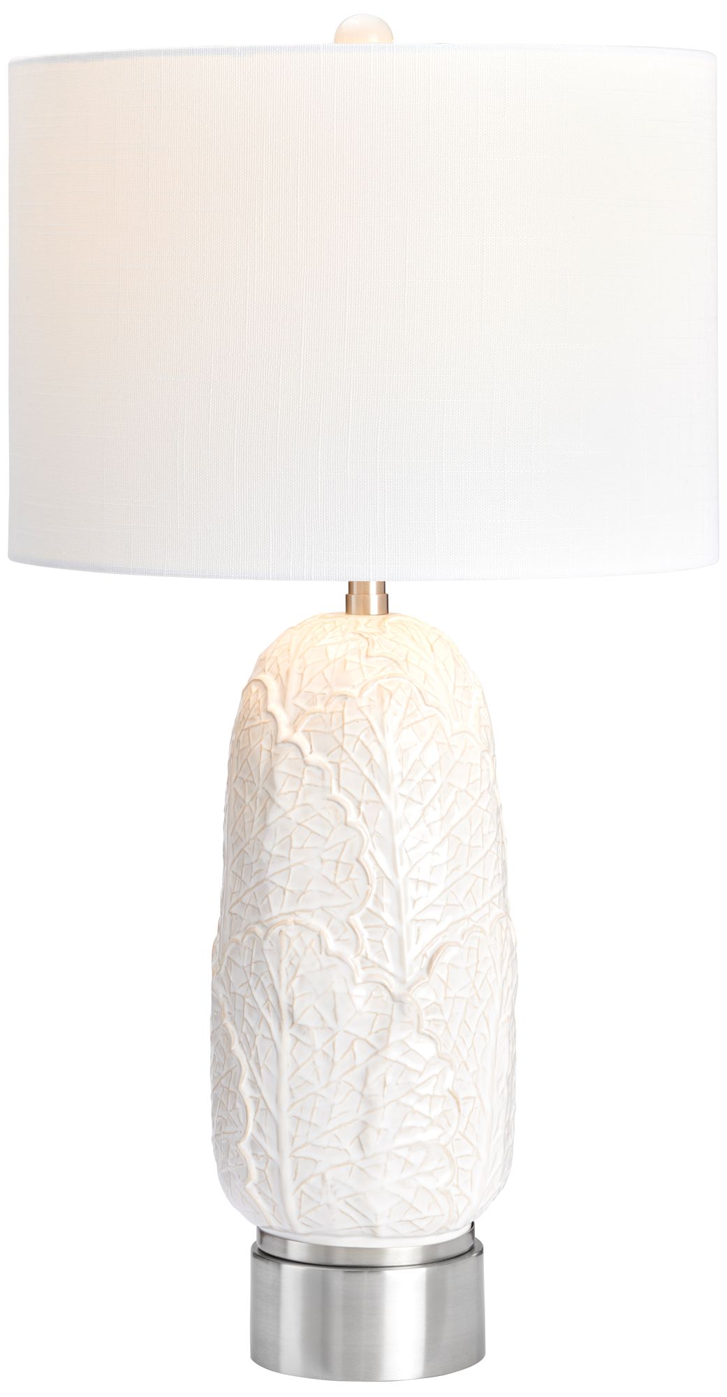 Image 4 27" Ceramic Table Lamp with White Linen Drum Shade more views