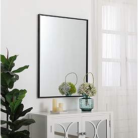 Image5 of 27-in W x 36-in H Metal Frame Rectangle Wall Mirror in Black more views