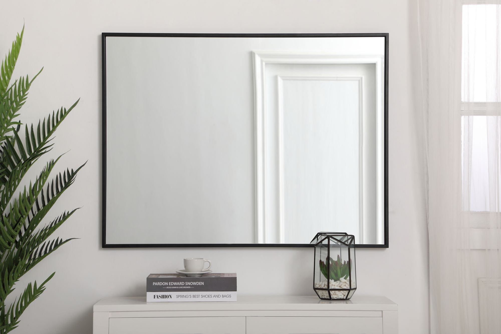 27-in W x 36-in H Metal Frame Rectangle Wall Mirror in Black