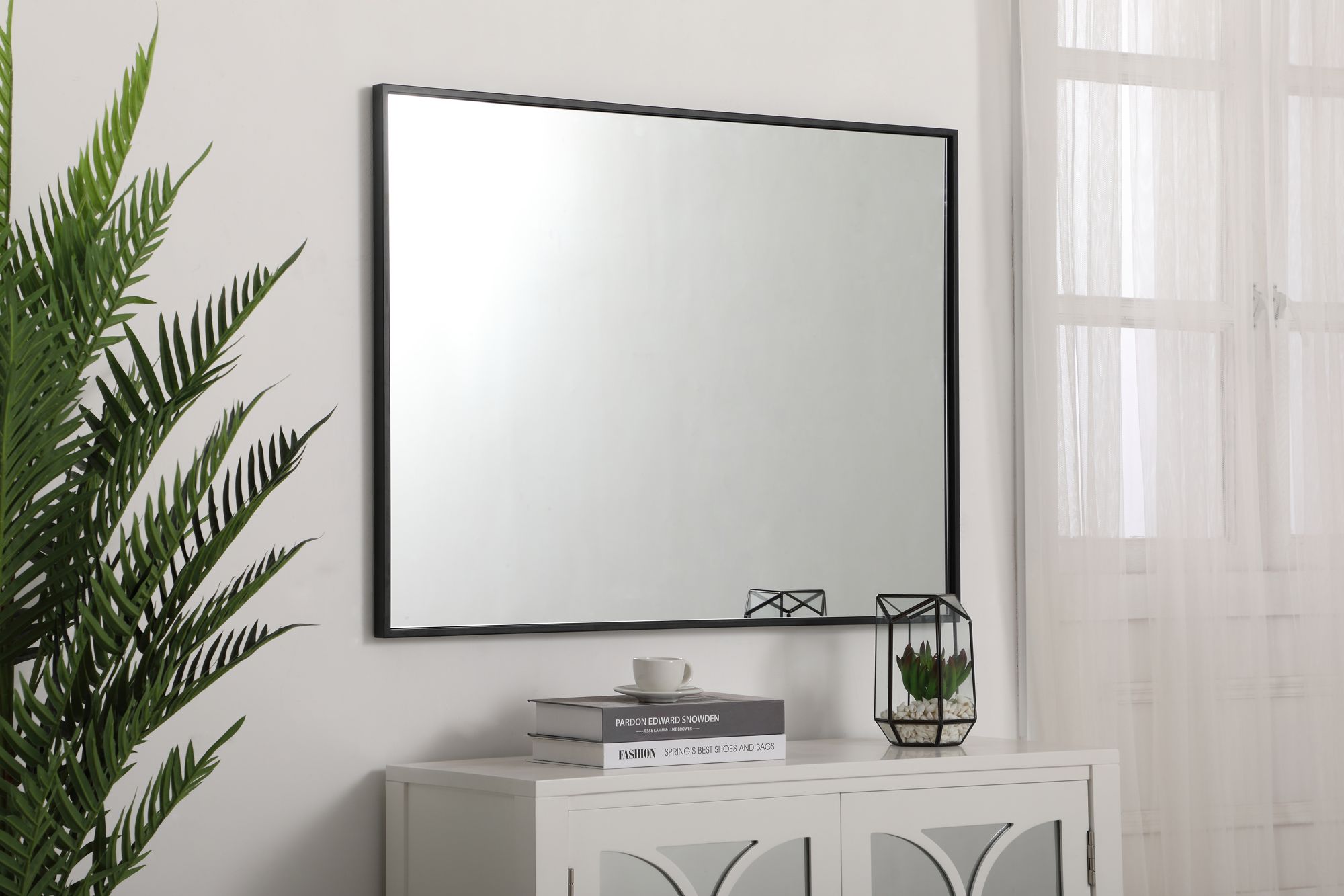 27-in W x 36-in H Metal Frame Rectangle Wall Mirror in Black
