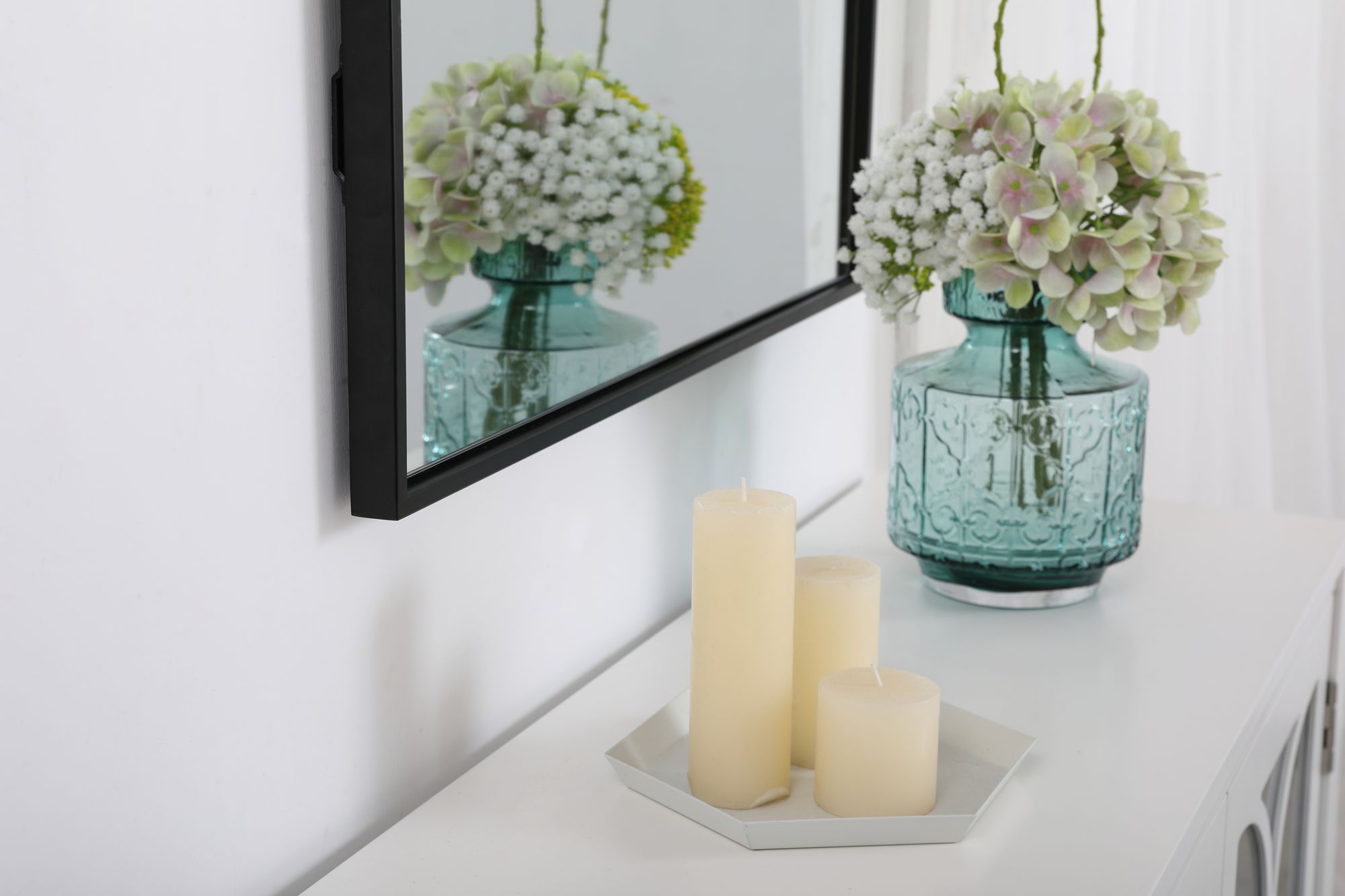 27-in W x 36-in H Metal Frame Rectangle Wall Mirror in Black