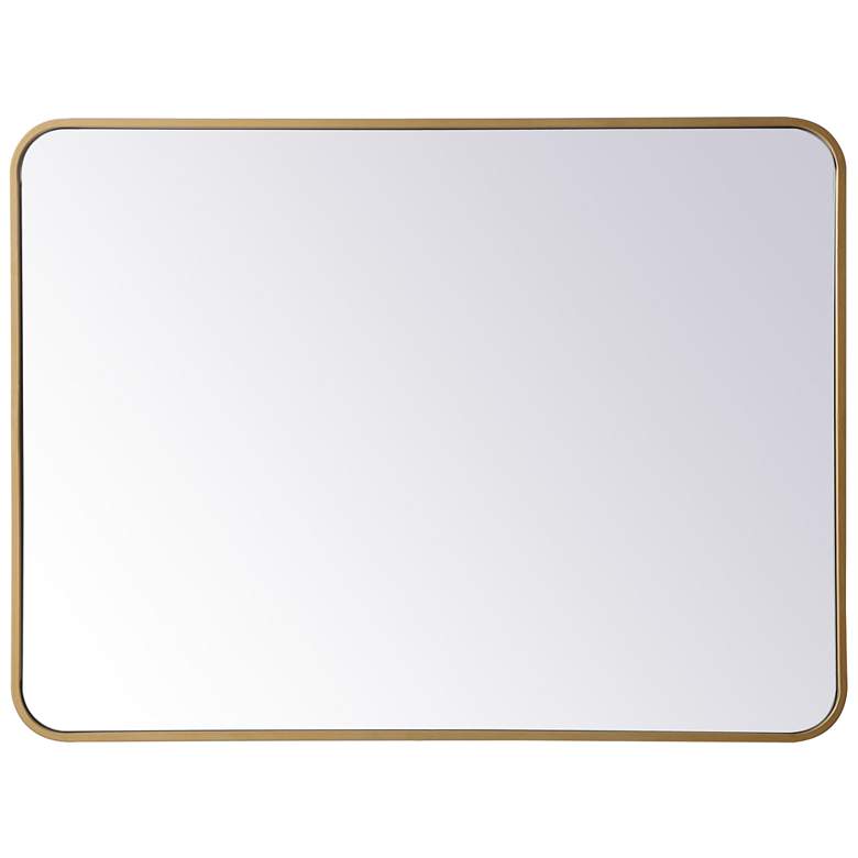 Image 1 27-in W x 36-in H Soft Corner Metal Rectangular Wall Mirror in Brass