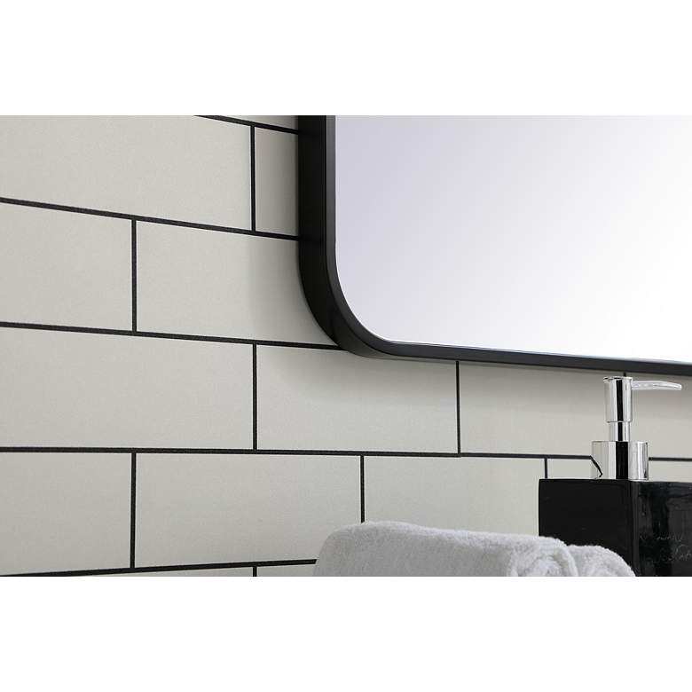 Image 5 27-in W x 40-in H Soft Corner Metal Rectangular Wall Mirror in Black more views