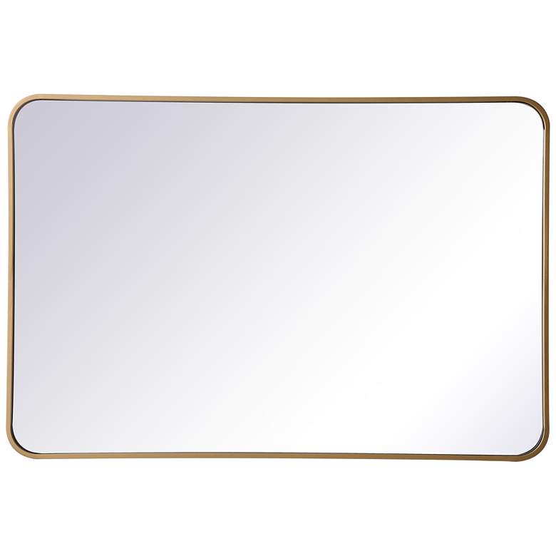 Image 1 27-in W x 40-in H Soft Corner Metal Rectangular Wall Mirror in Brass