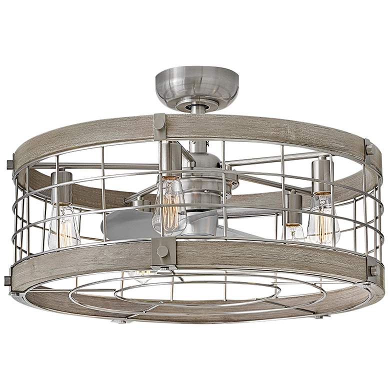Image 1 27" Hinkley Bryce Brushed Nickel LED Fandelier Ceiling Fan with Remote