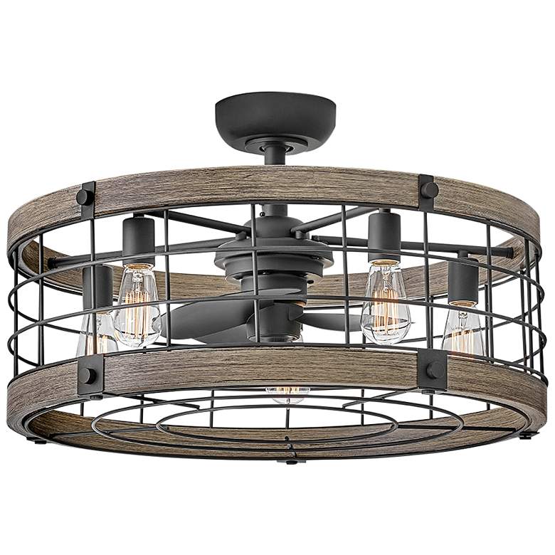 Image 1 27" Hinkley Bryce Matte Black LED Fandelier Ceiling Fan with Remote