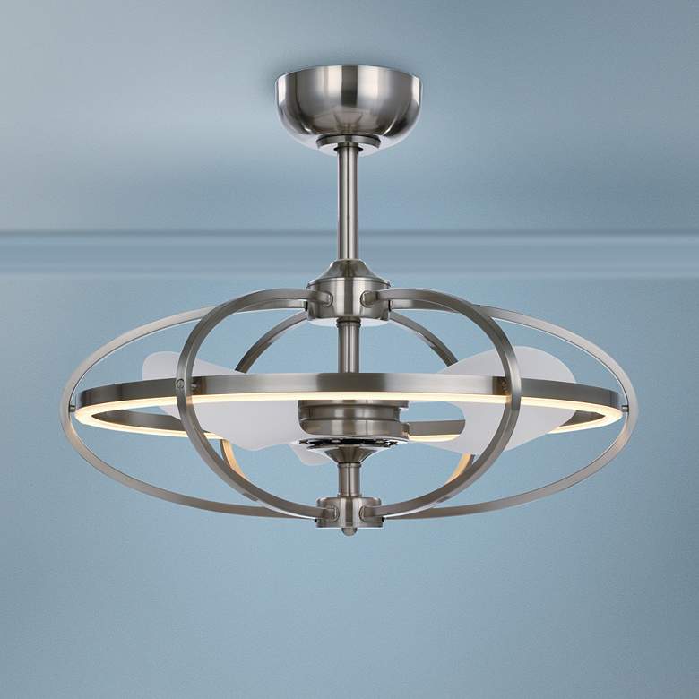 Image 1 27 inch Maxim Corona Satin Nickel LED Fandelier Ceiling Fan